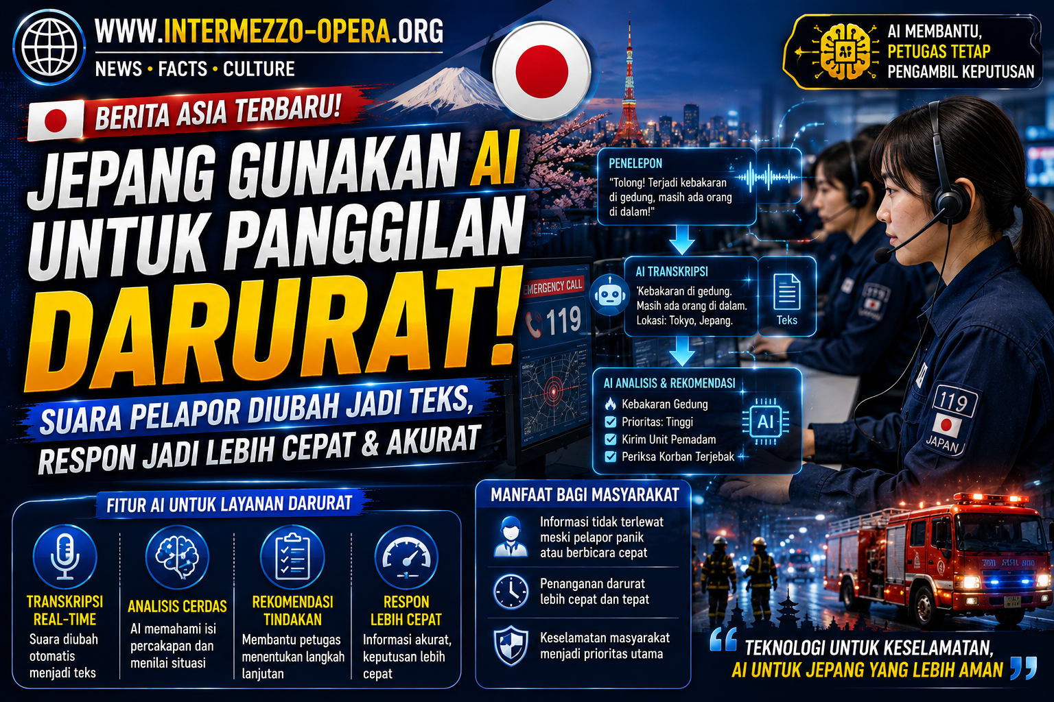 Jepang Siapkan AI untuk Panggilan Darurat, Suara Pelapor Bisa Otomatis Diubah Menjadi Teks