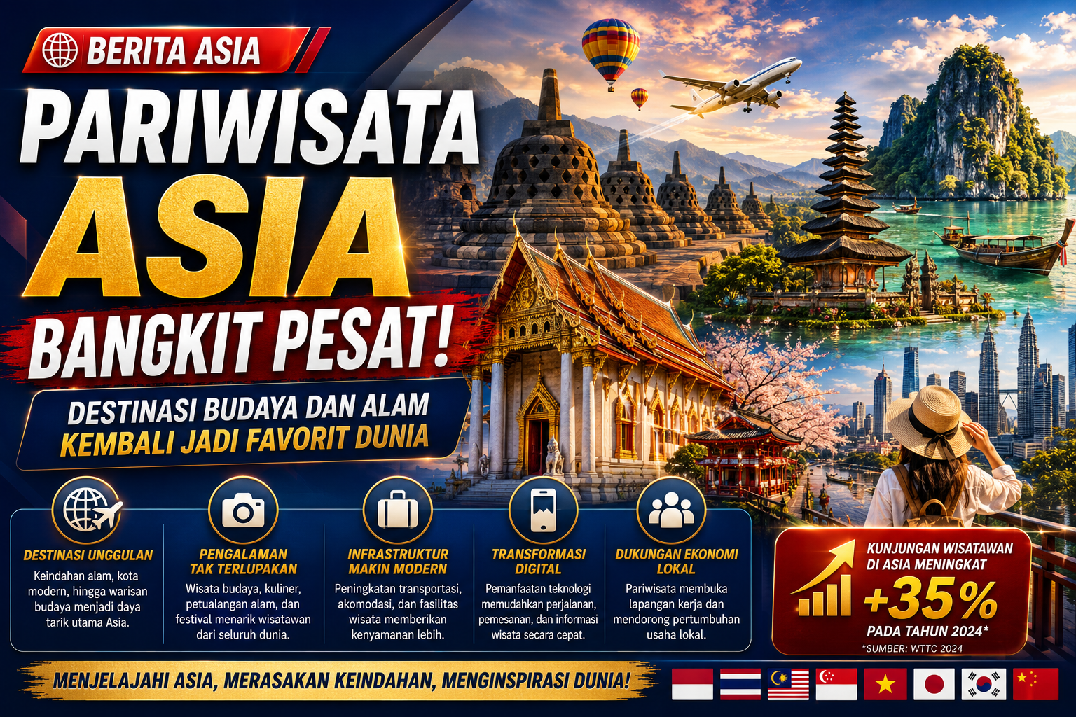 Pariwisata Asia Bangkit Pesat, Destinasi Budaya dan Alam Kembali Jadi Favorit Wisatawan Dunia
