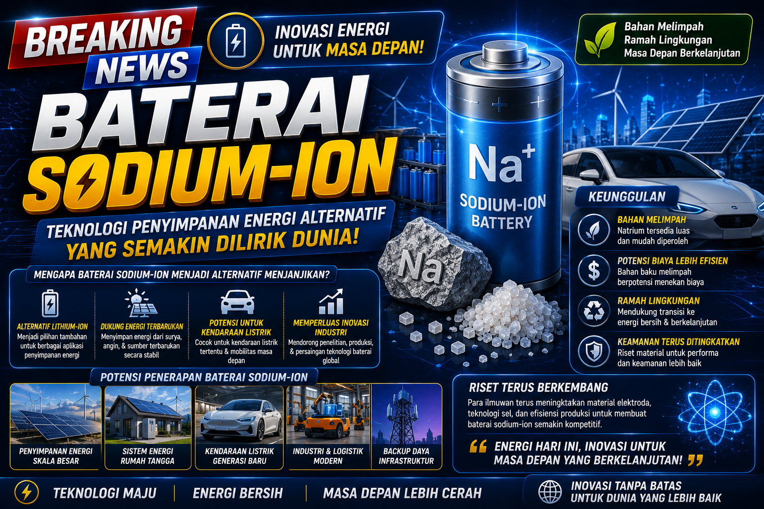 Baterai Sodium-Ion Makin Dilirik, Teknologi Penyimpanan Energi Alternatif Mulai Berkembang