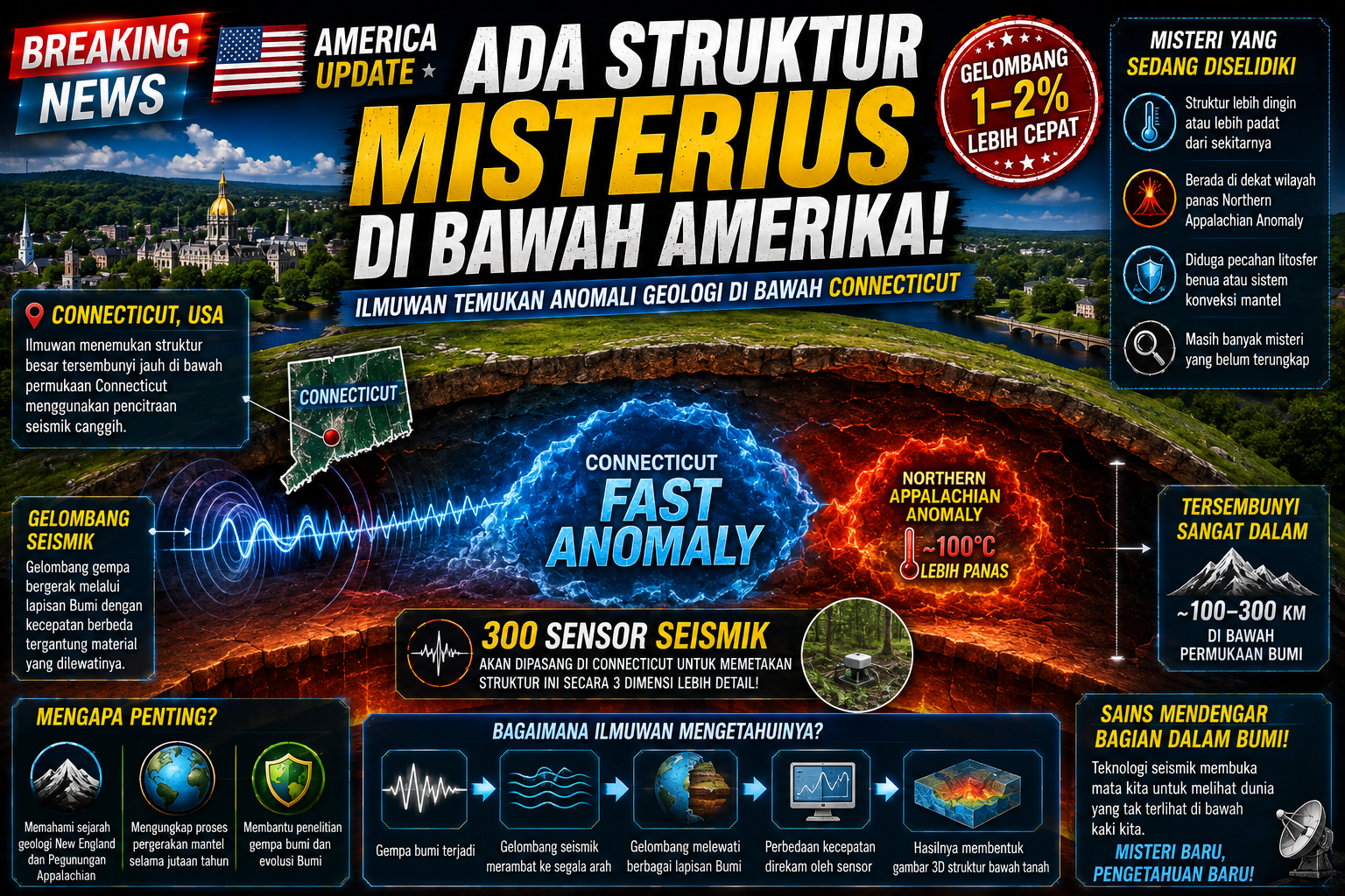 Misteri Besar di Bawah Amerika, Ilmuwan Temukan Struktur Aneh Tersembunyi di Connecticut