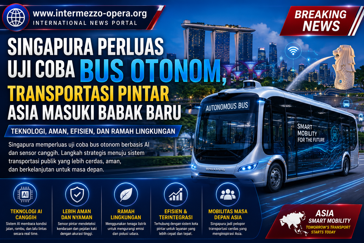 Singapura Perluas Uji Coba Bus Otonom, Transportasi Pintar Asia Masuki Babak Baru