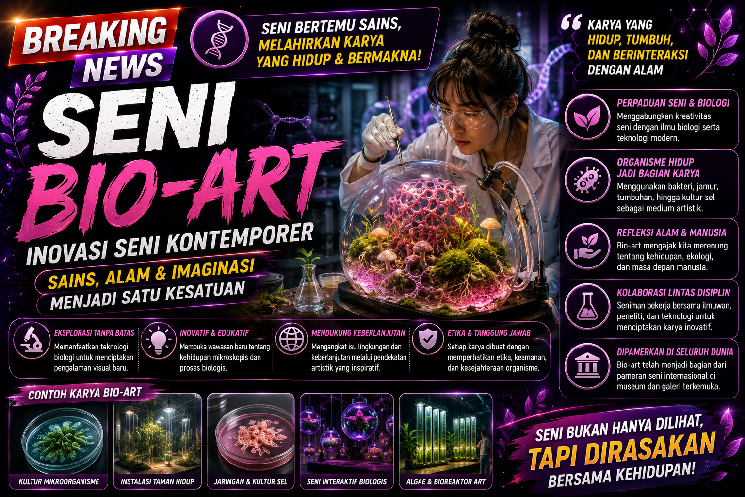Seni Bio-Art Semakin Dilirik, Seniman Padukan Sains dan Organisme Hidup dalam Karya Kontemporer