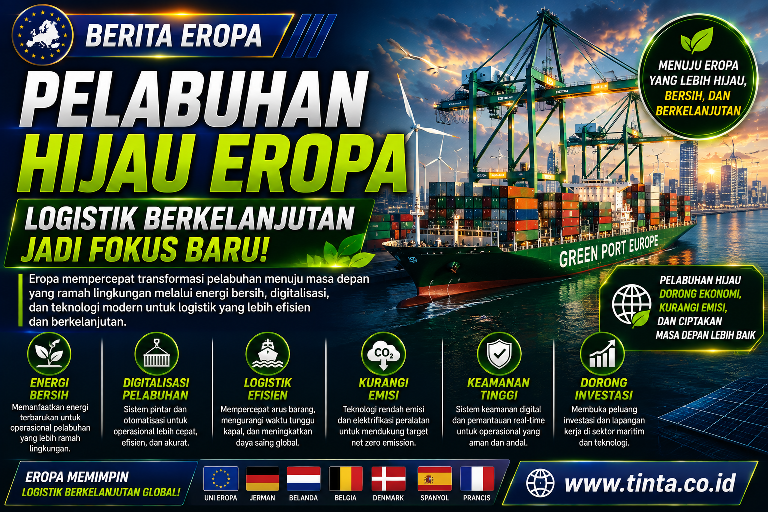 Eropa Percepat Pengembangan Pelabuhan Hijau, Logistik Berkelanjutan Jadi Fokus Baru