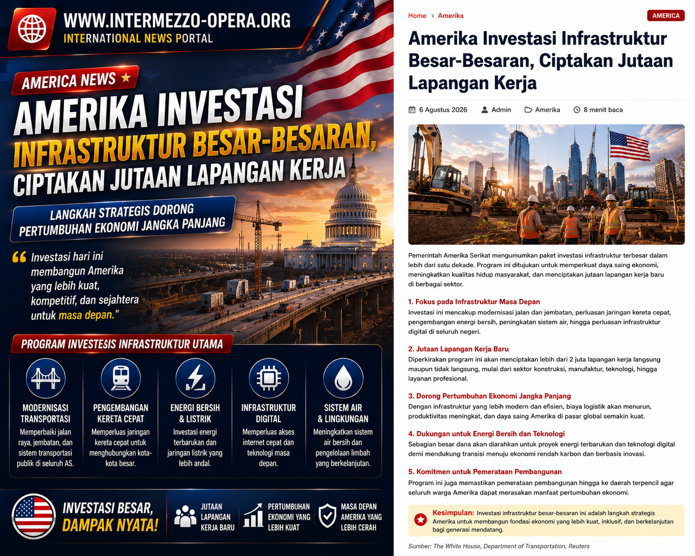 Amerika Percepat Investasi Infrastruktur, Proyek Besar Dorong Pertumbuhan Ekonomi dan Lapangan Kerja
