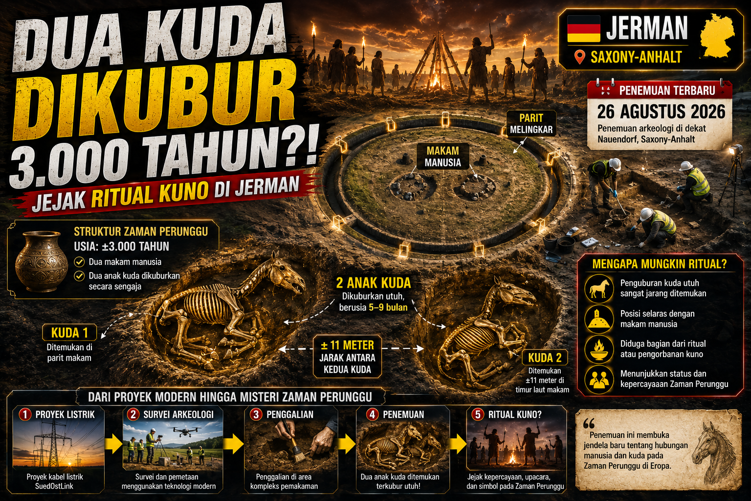 Dua Anak Kuda Ditemukan di Makam 3.000 Tahun, Jejak Ritual Kuno Jerman?