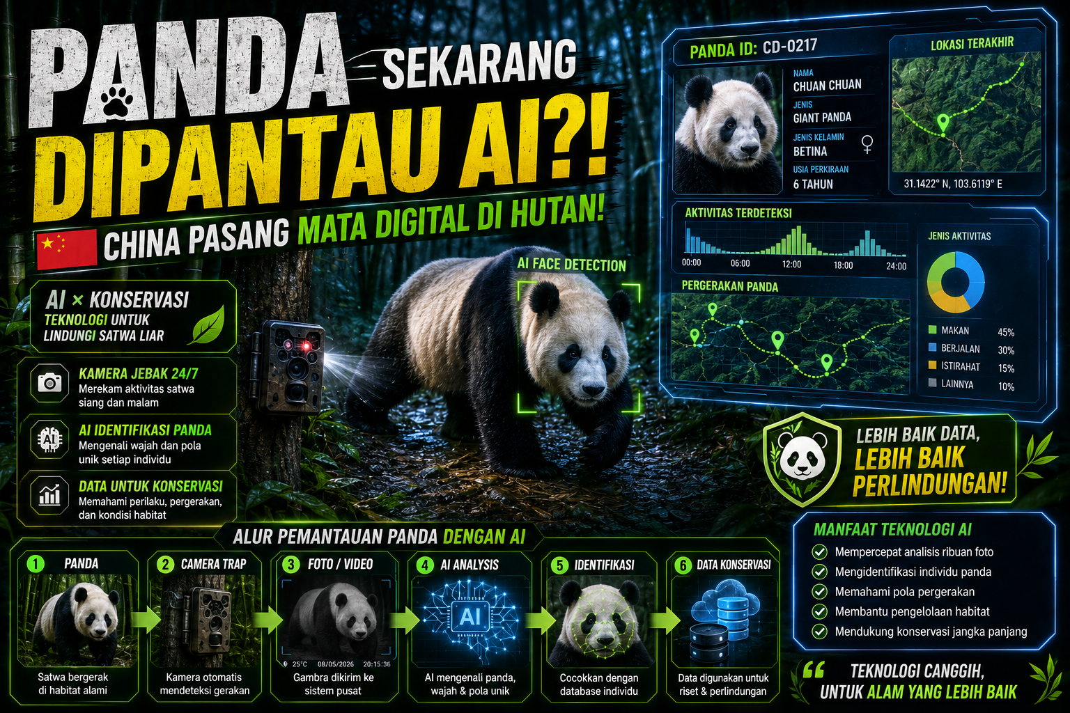 China Gunakan AI untuk Pantau Panda Raksasa di Habitat Alami
