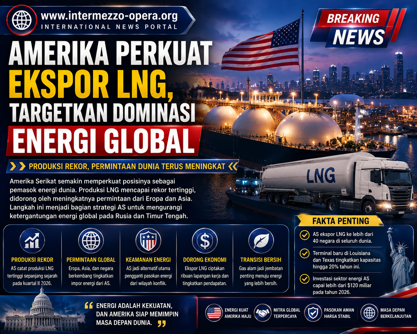 Amerika Perkuat Ekspor LNG, Strategi Baru Menuju Dominasi Pasar Energi Global