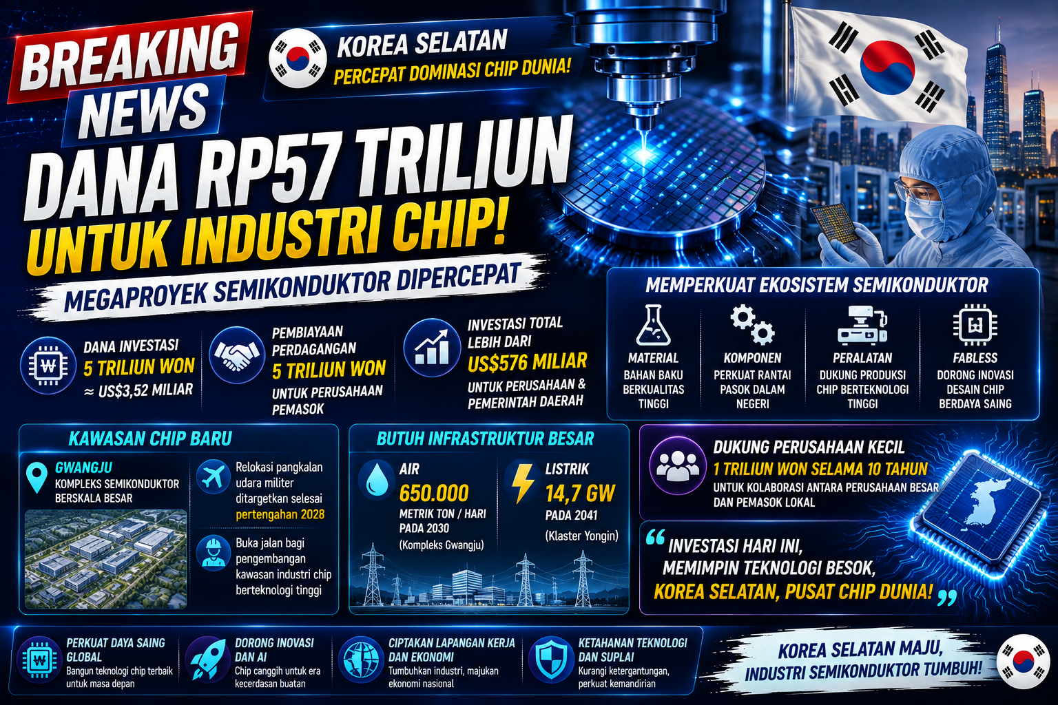 Korea Selatan Gelontorkan Dana Rp57 Triliun untuk Industri Chip, Megaproyek Semikonduktor Dipercepat