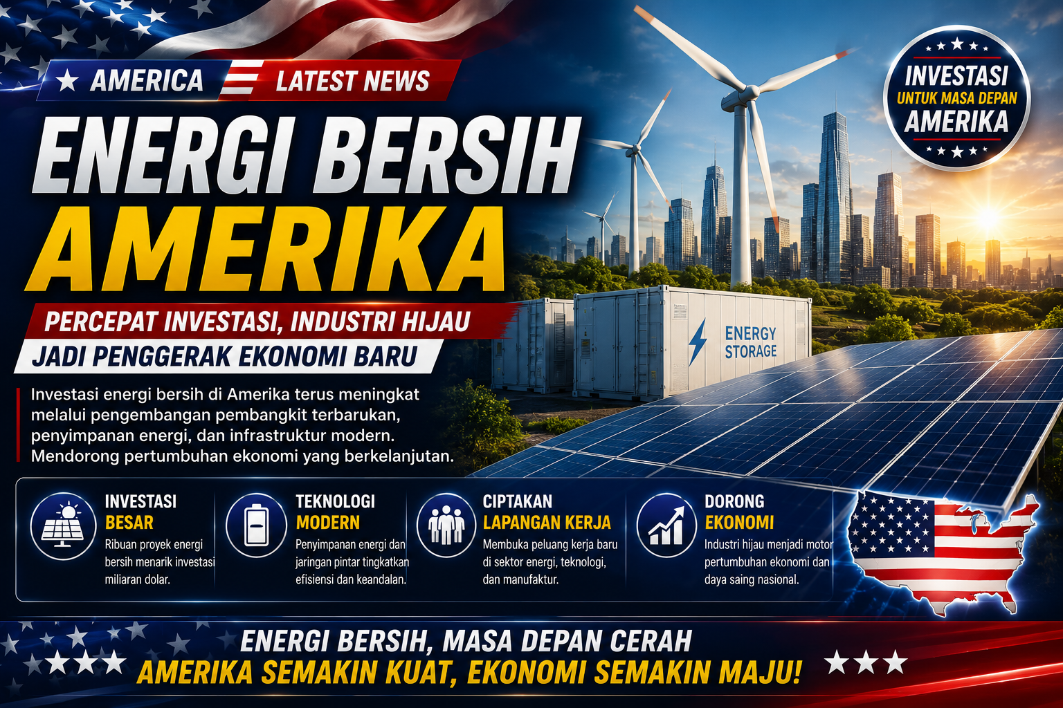 Amerika Percepat Investasi Energi Bersih, Industri Hijau Jadi Penggerak Ekonomi Baru