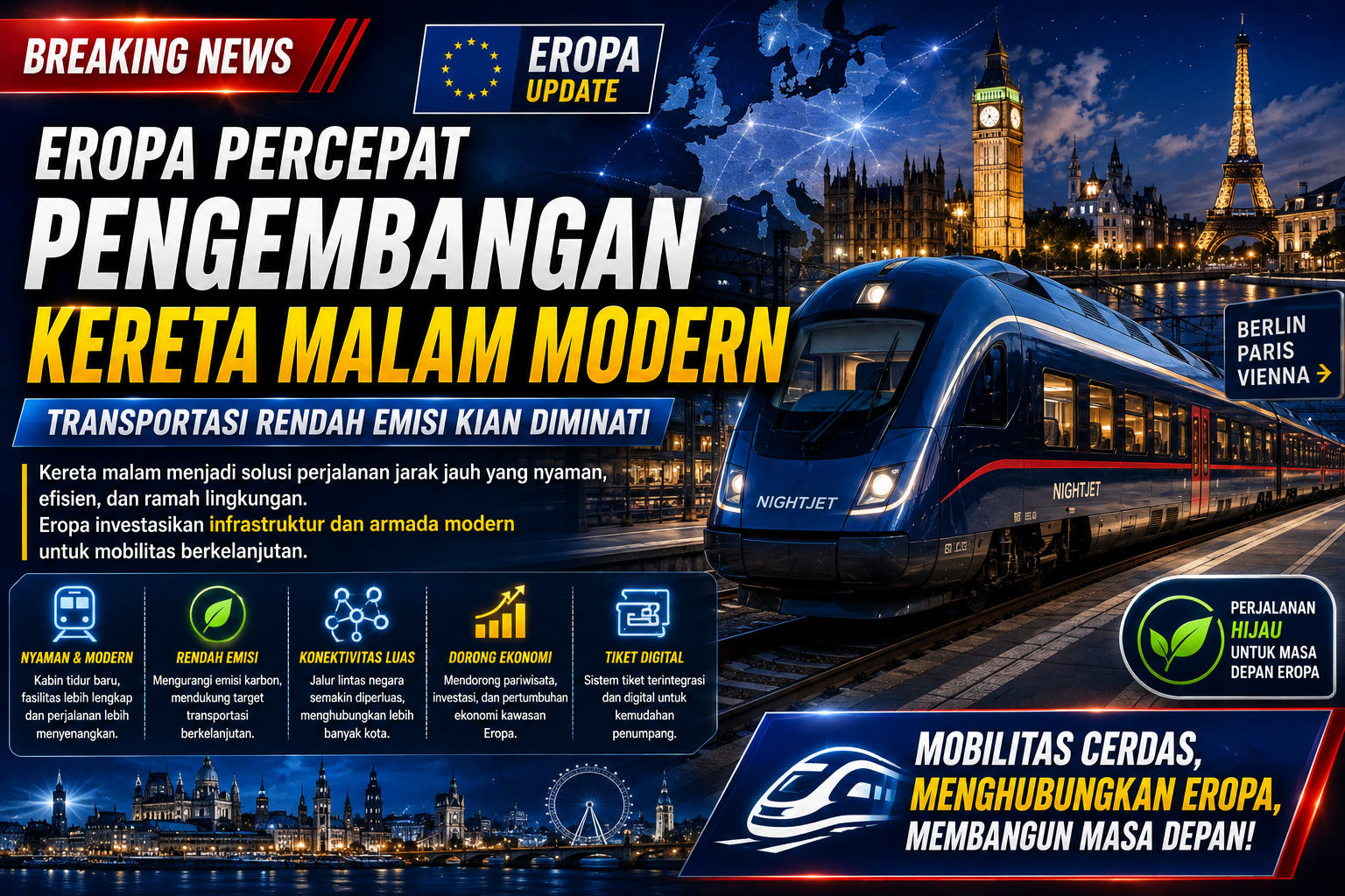 Eropa Percepat Pengembangan Kereta Malam Modern, Transportasi Rendah Emisi Kian Diminati