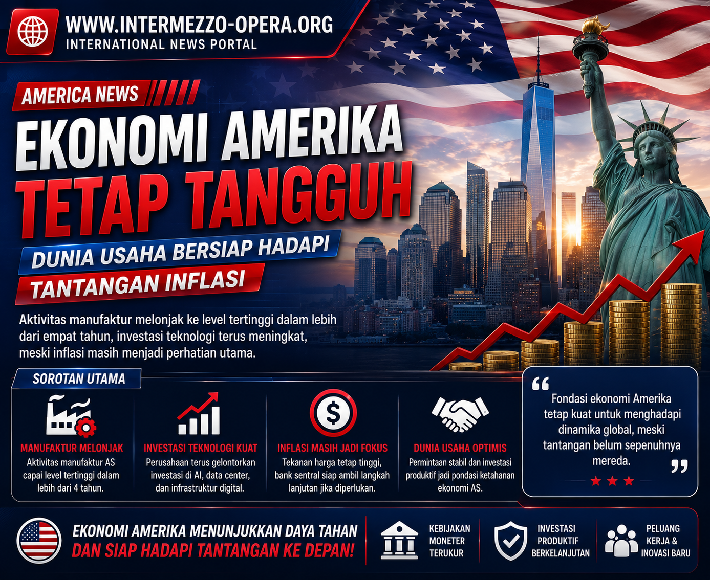 Ekonomi Amerika Tetap Tangguh, Dunia Usaha Bersiap Hadapi Tantangan Inflasi