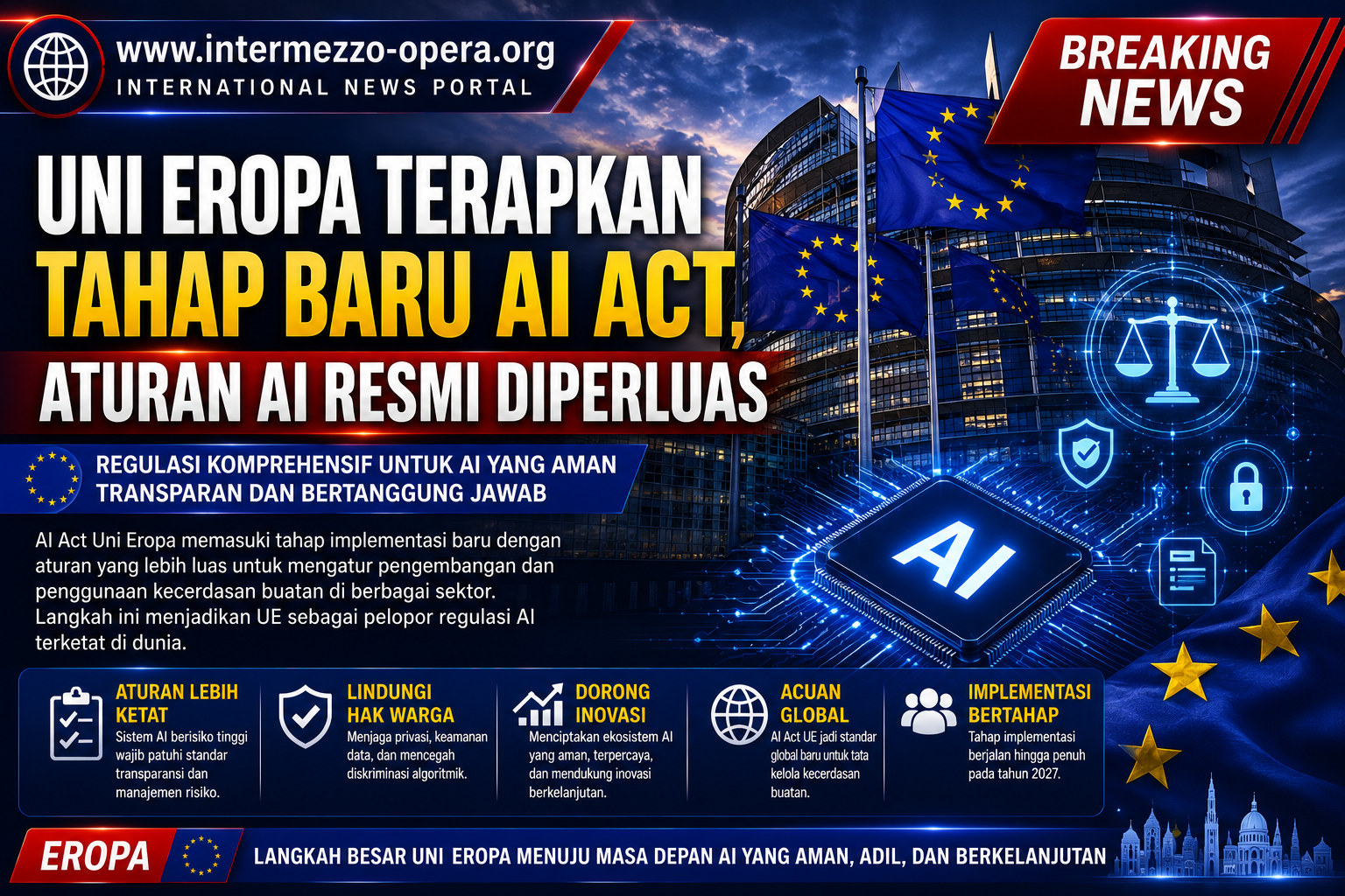 Uni Eropa Terapkan Tahap Baru AI Act, Aturan Kecerdasan Buatan Resmi Diperluas