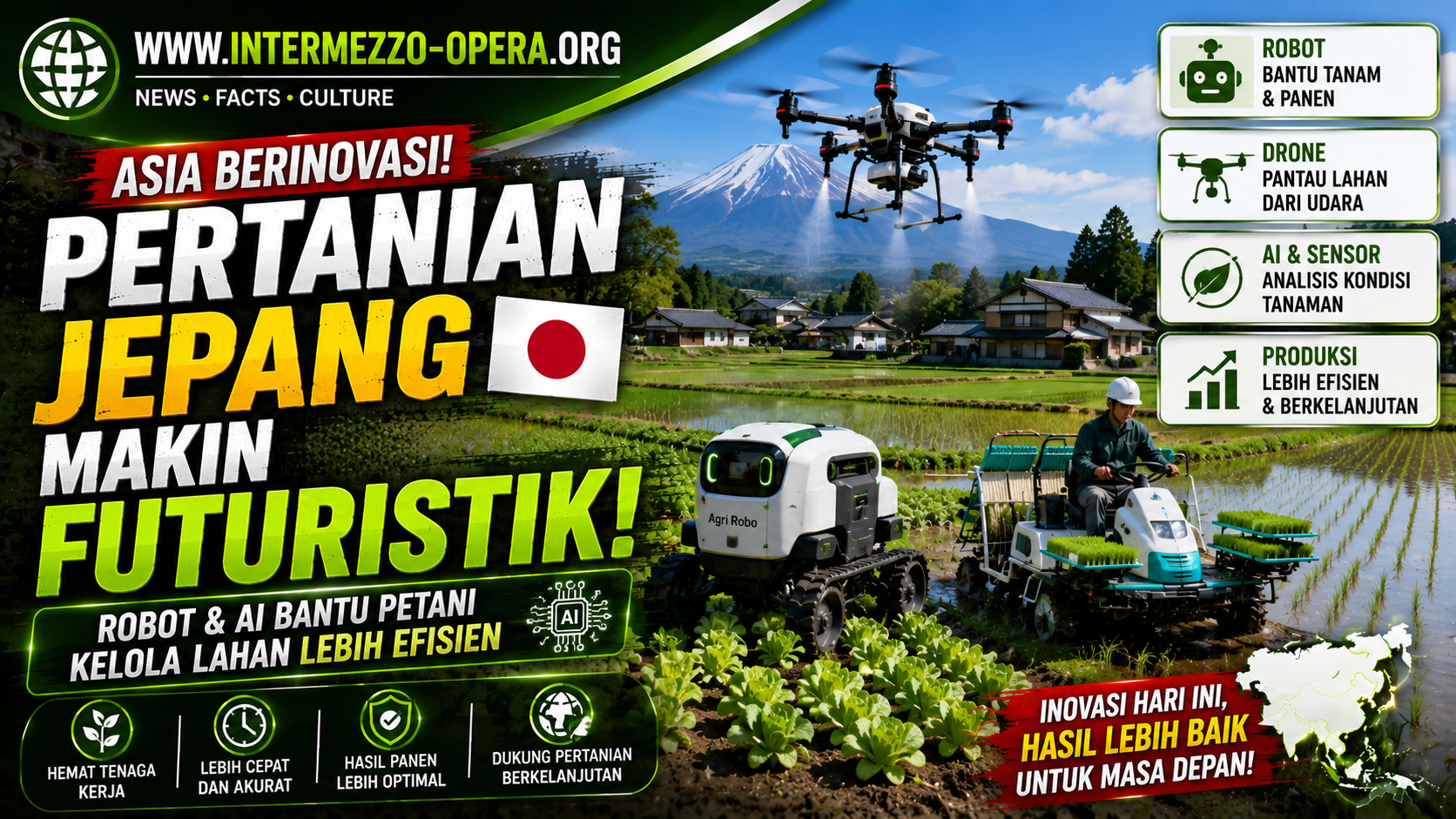 Pertanian Jepang Makin Futuristik, Robot dan AI Mulai Membantu Petani Mengelola Lahan