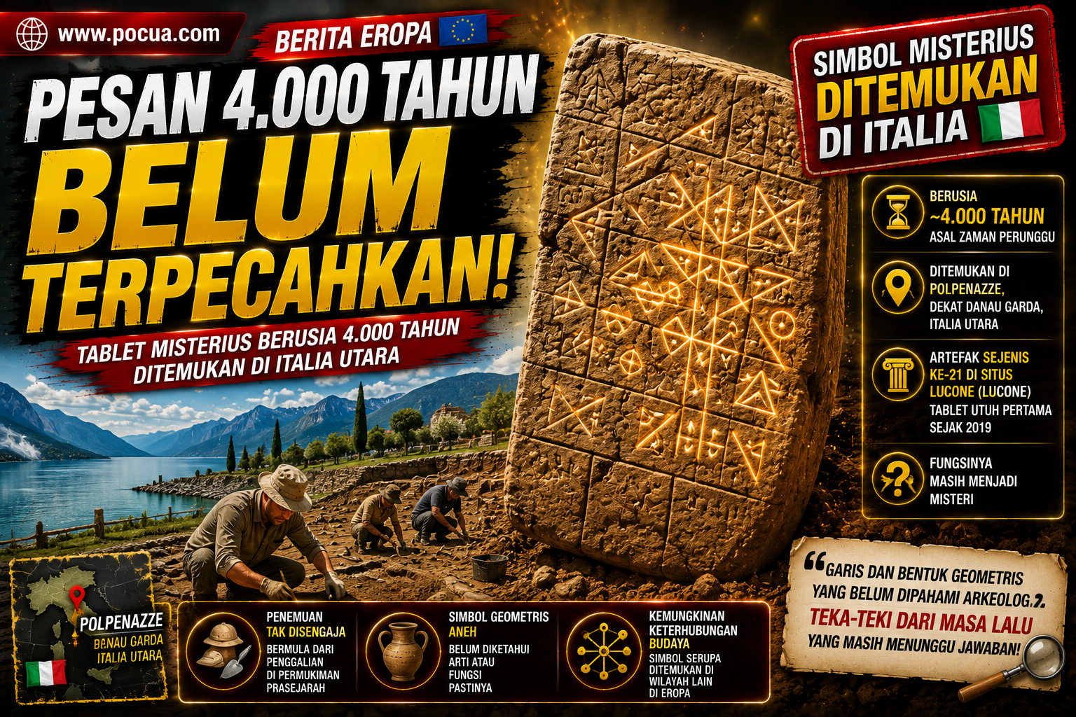 Tablet Misterius Berusia 4.000 Tahun Ditemukan di Italia, Simbolnya Bikin Arkeolog Penasaran