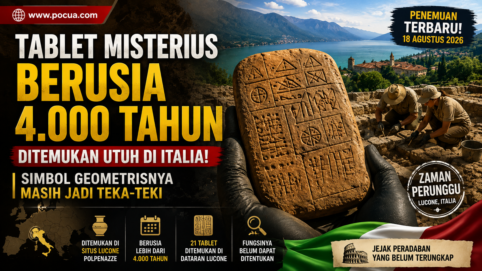 Tablet Misterius Berusia 4.000 Tahun Ditemukan Utuh di Italia, Simbol Geometrisnya Jadi Teka-Teki