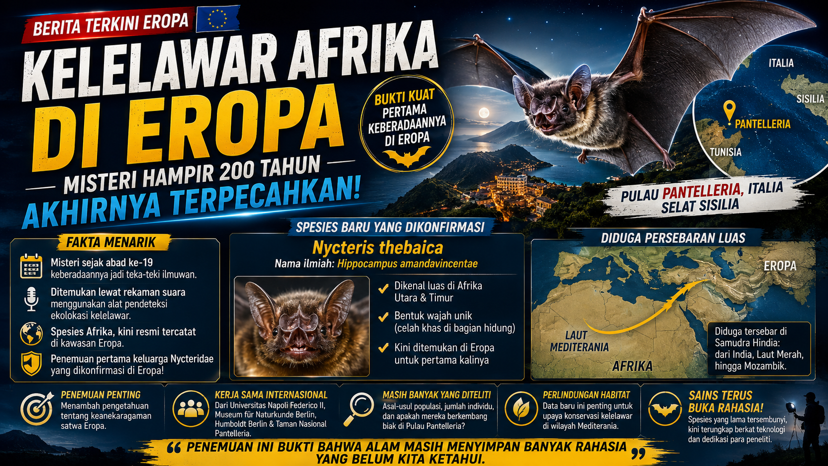 Kelelawar Afrika Ditemukan di Eropa, Misteri Hampir 200 Tahun Akhirnya Terpecahkan