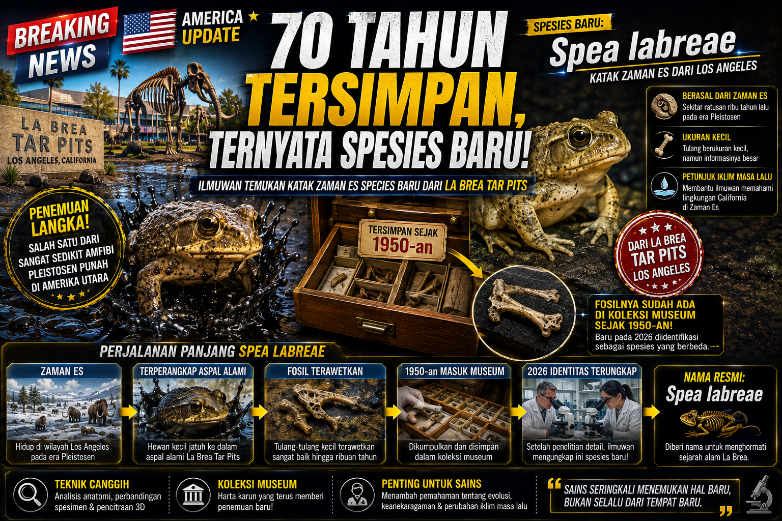 Tersimpan Sejak 1950-an, Fosil Katak Zaman Es di Los Angeles Ternyata Spesies Baru