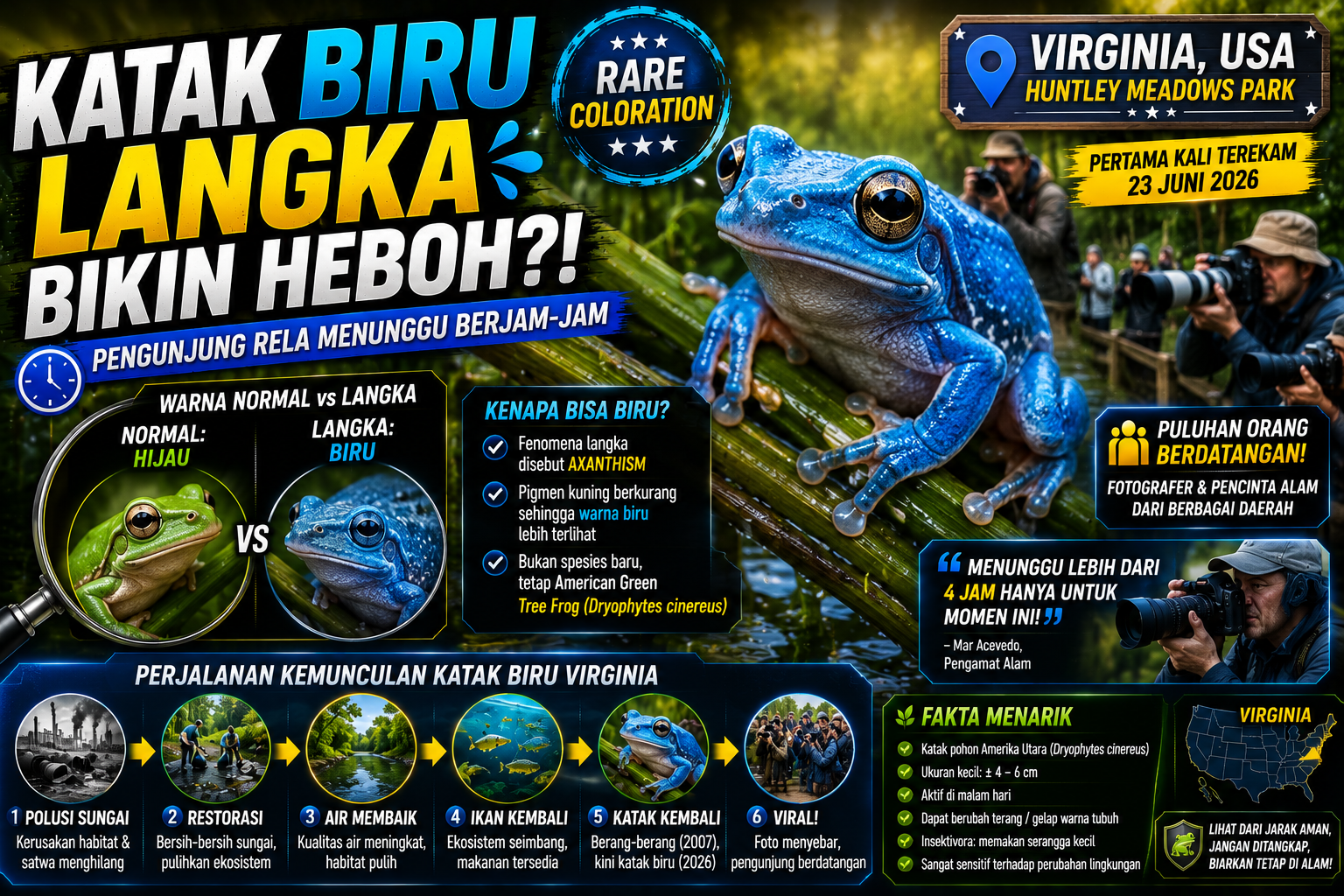 Katak Biru Langka Bikin Heboh Virginia, Pengunjung Rela Menunggu Berjam-jam