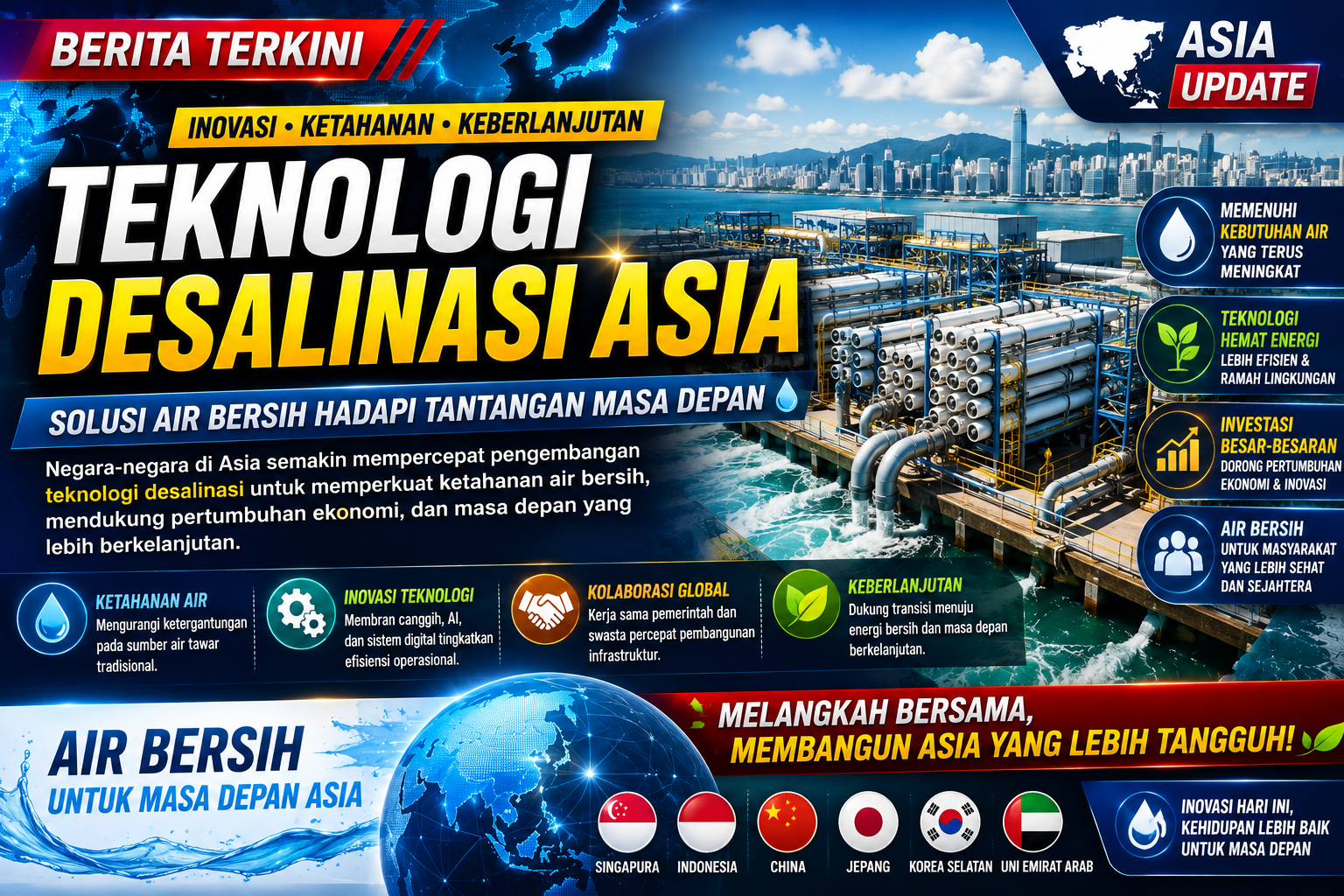 Asia Percepat Pengembangan Teknologi Desalinasi, Solusi Air Bersih Hadapi Tantangan Masa Depan