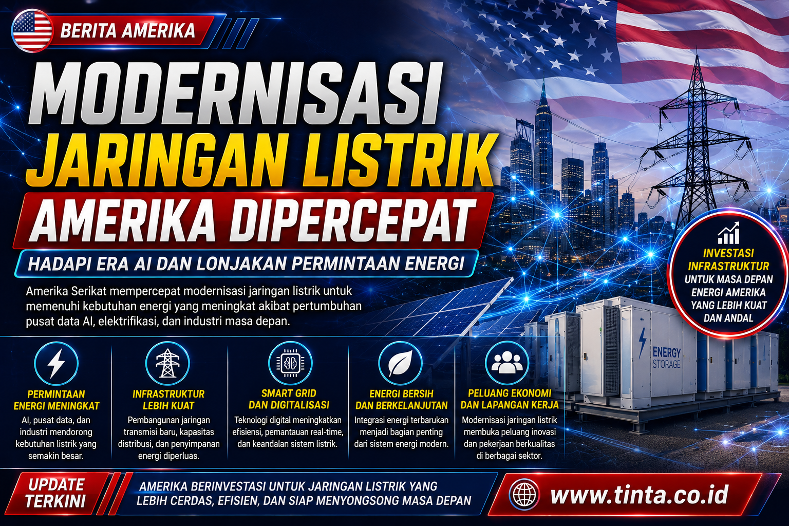 Amerika Percepat Modernisasi Jaringan Listrik, Infrastruktur Energi Hadapi Lonjakan Permintaan AI