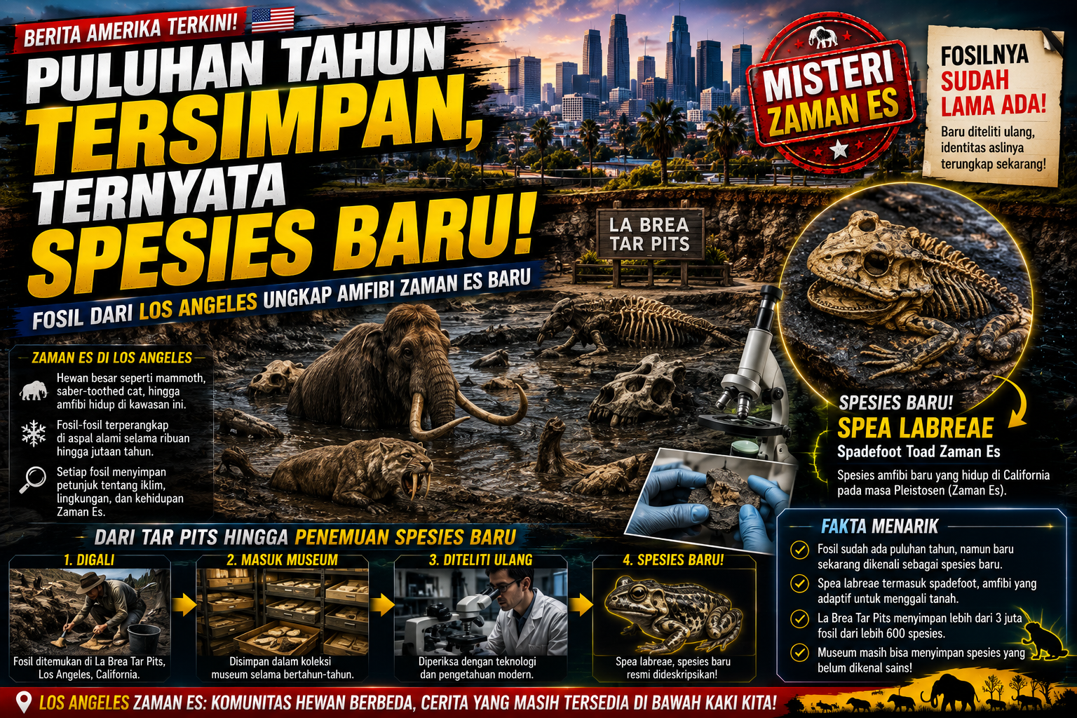 Puluhan Tahun Tersimpan di Museum, Fosil Los Angeles Ternyata Spesies Baru Zaman Es
