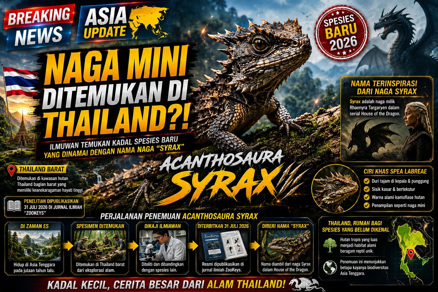 Mirip Naga Mini, Spesies Kadal Baru Thailand Dinamai “Syrax”