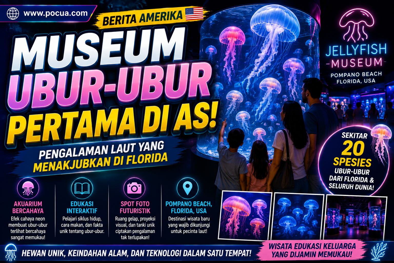 Museum Ubur-Ubur Pertama di AS Bikin Takjub, Puluhan Spesies Bercahaya Jadi Daya Tarik di Florida