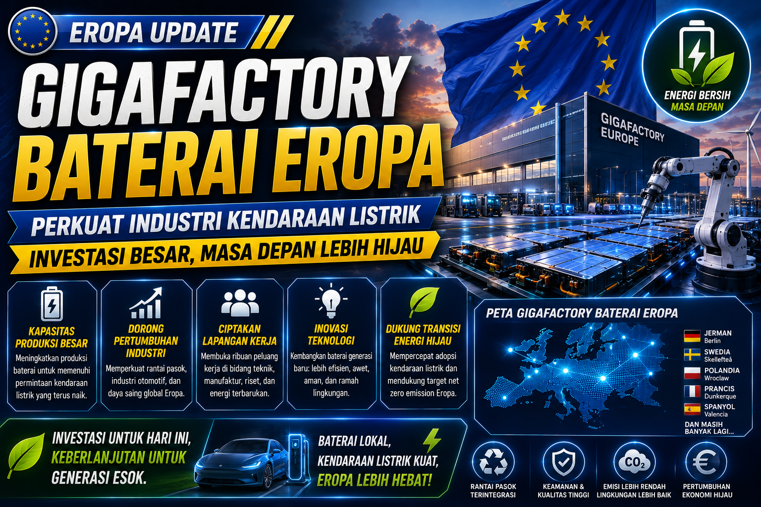 Eropa Perluas Pembangunan Gigafactory Baterai, Industri Kendaraan Listrik Masuki Babak Baru