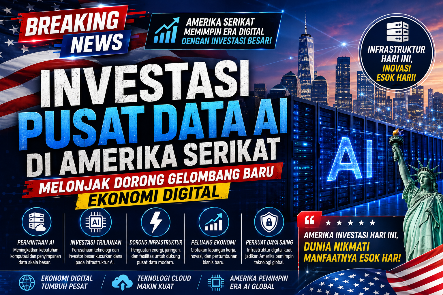 Investasi Pusat Data AI di Amerika Serikat Melonjak, Dorong Gelombang Baru Ekonomi Digital