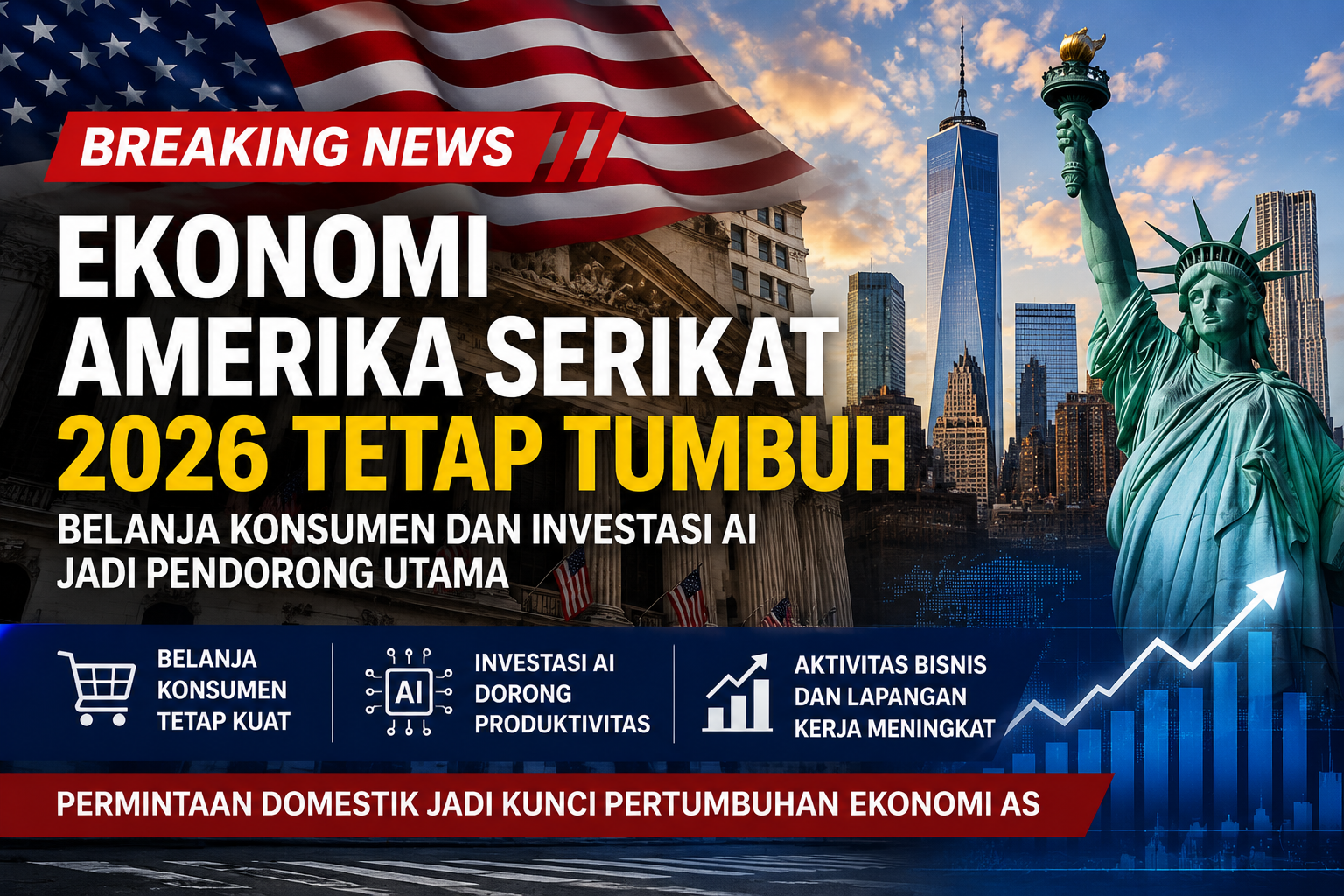 Belanja Konsumen dan Investasi AI Dorong Ekonomi Amerika Serikat Tetap Tumbuh