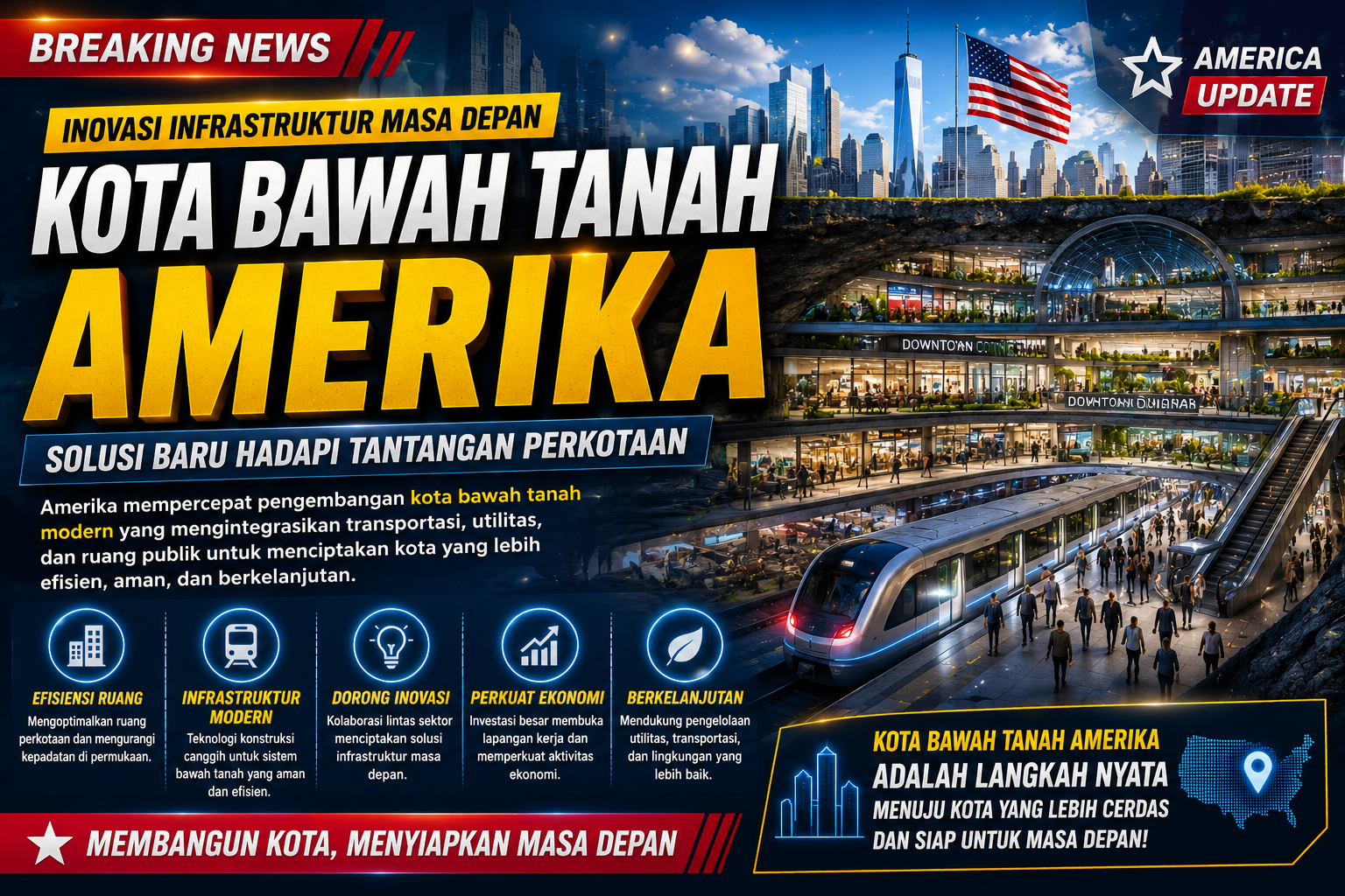 Amerika Percepat Pengembangan Kota Bawah Tanah Modern, Solusi Baru Hadapi Tantangan Perkotaan