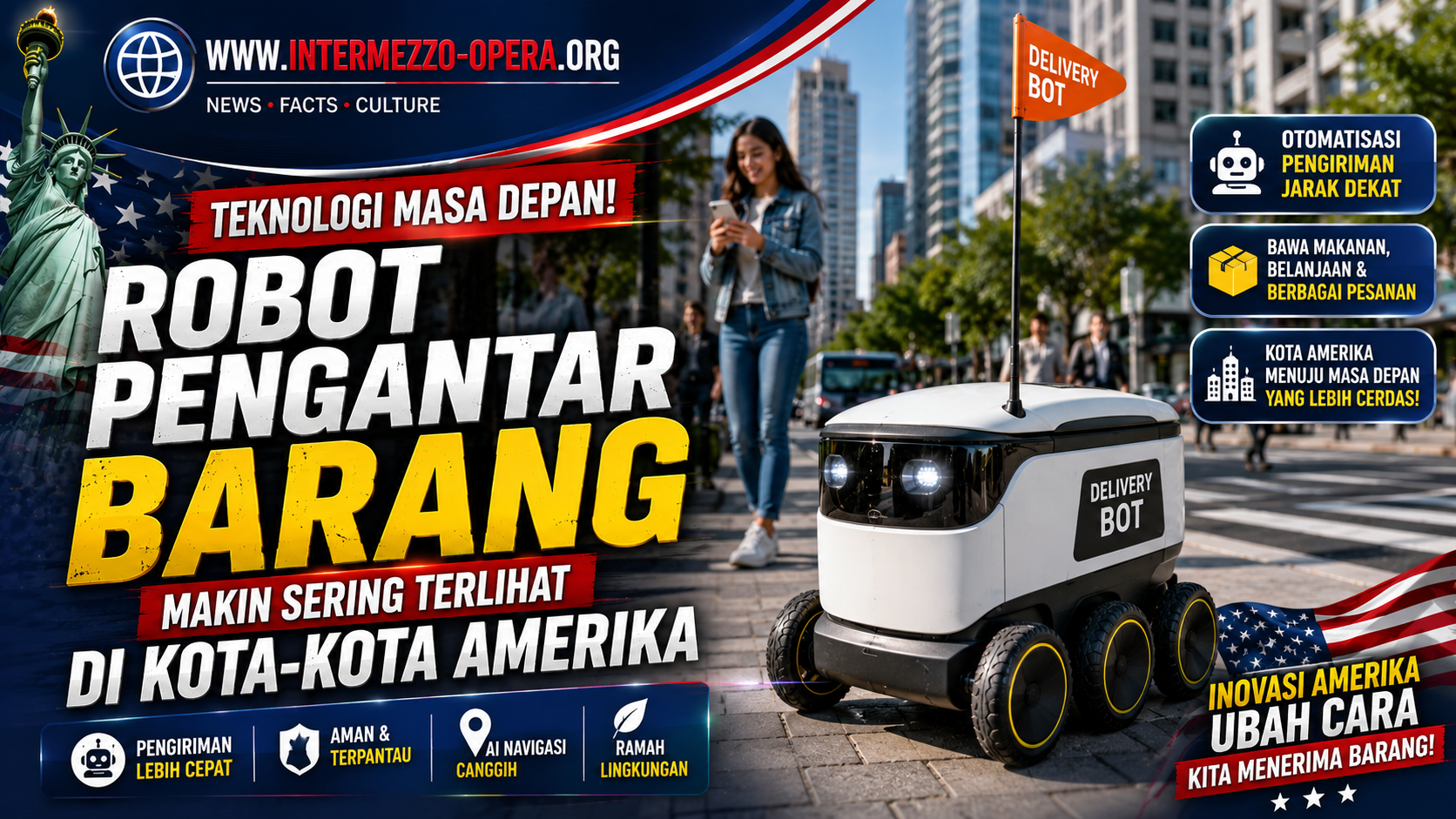 Kota-Kota Amerika Mulai Berubah, Robot Pengantar Barang Semakin Sering Terlihat di Trotoar