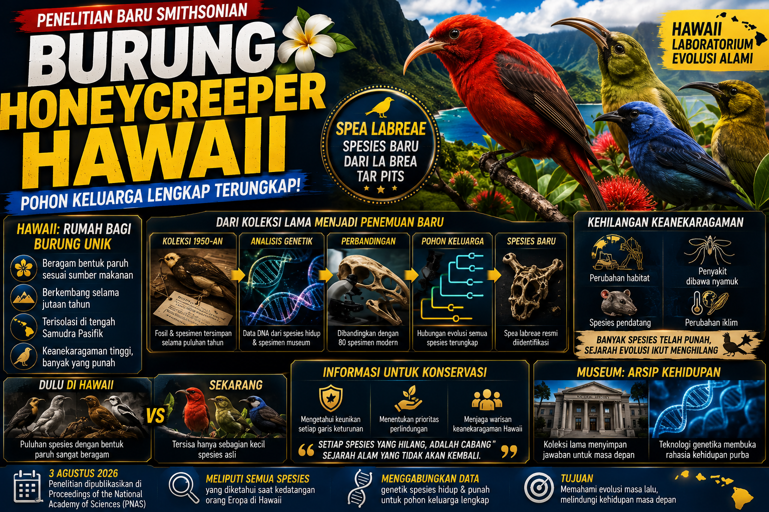 Ilmuwan Ungkap Pohon Keluarga Burung Hawaii, DNA Spesies Punah Membuka Sejarah Evolusi