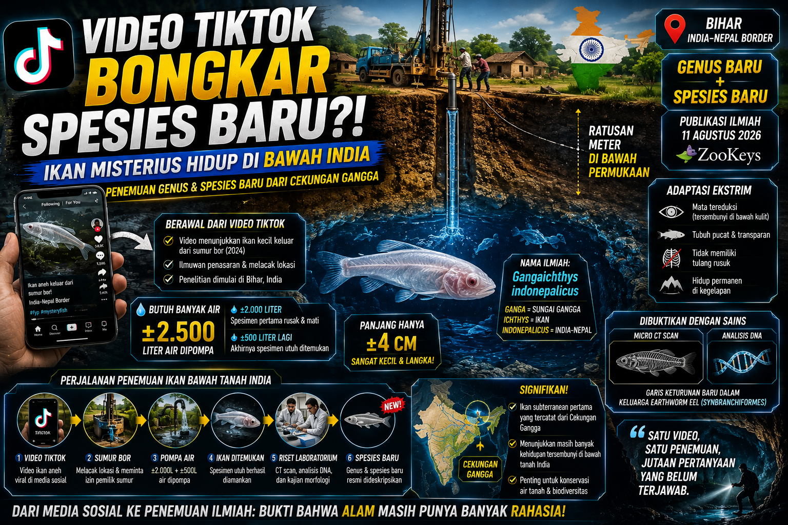 Berawal dari Video TikTok, Ilmuwan Temukan Ikan Misterius di Bawah Tanah India