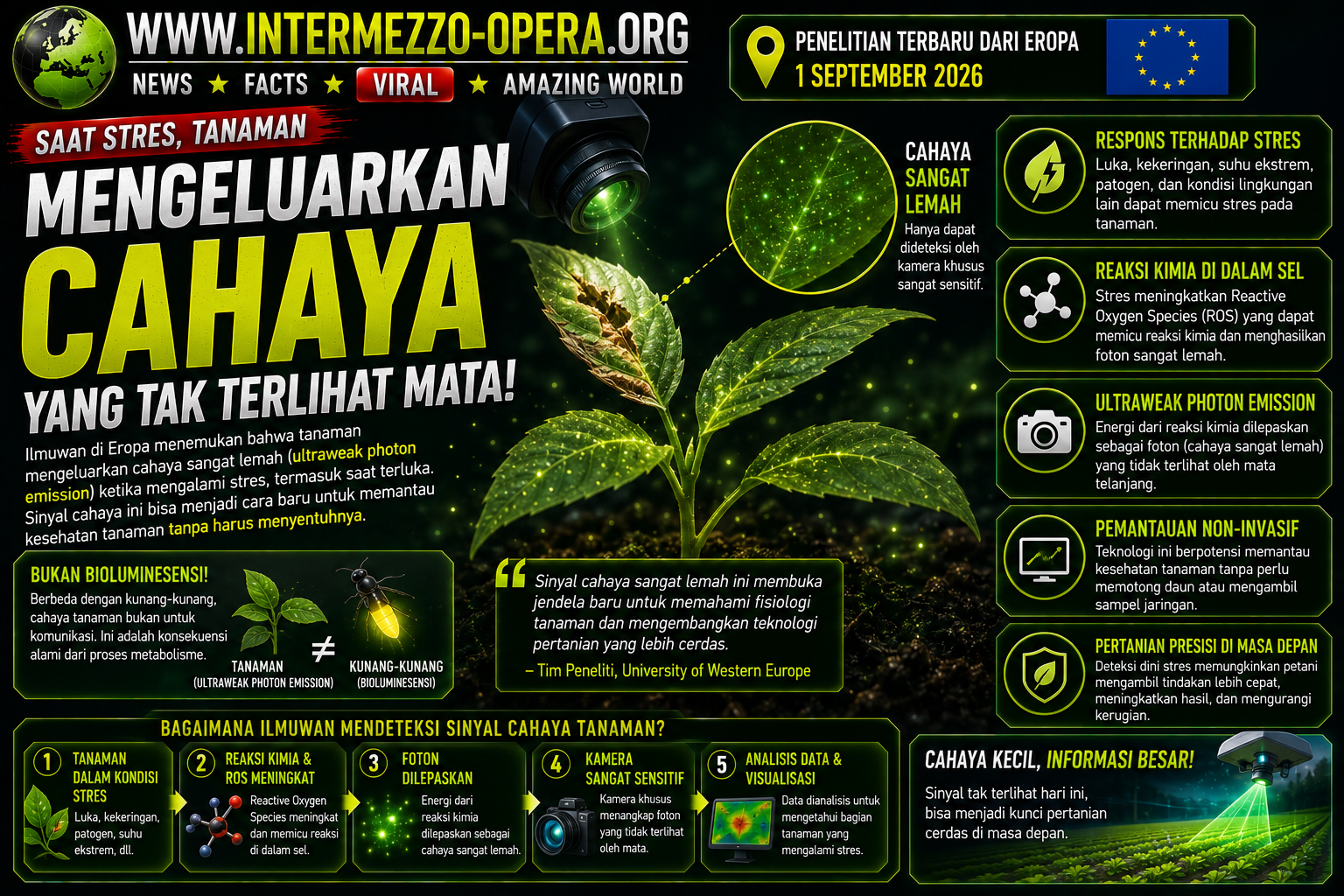 Tanaman Mengeluarkan Cahaya Saat Stres, Ilmuwan Ungkap Sinyal yang Tak Terlihat Mata