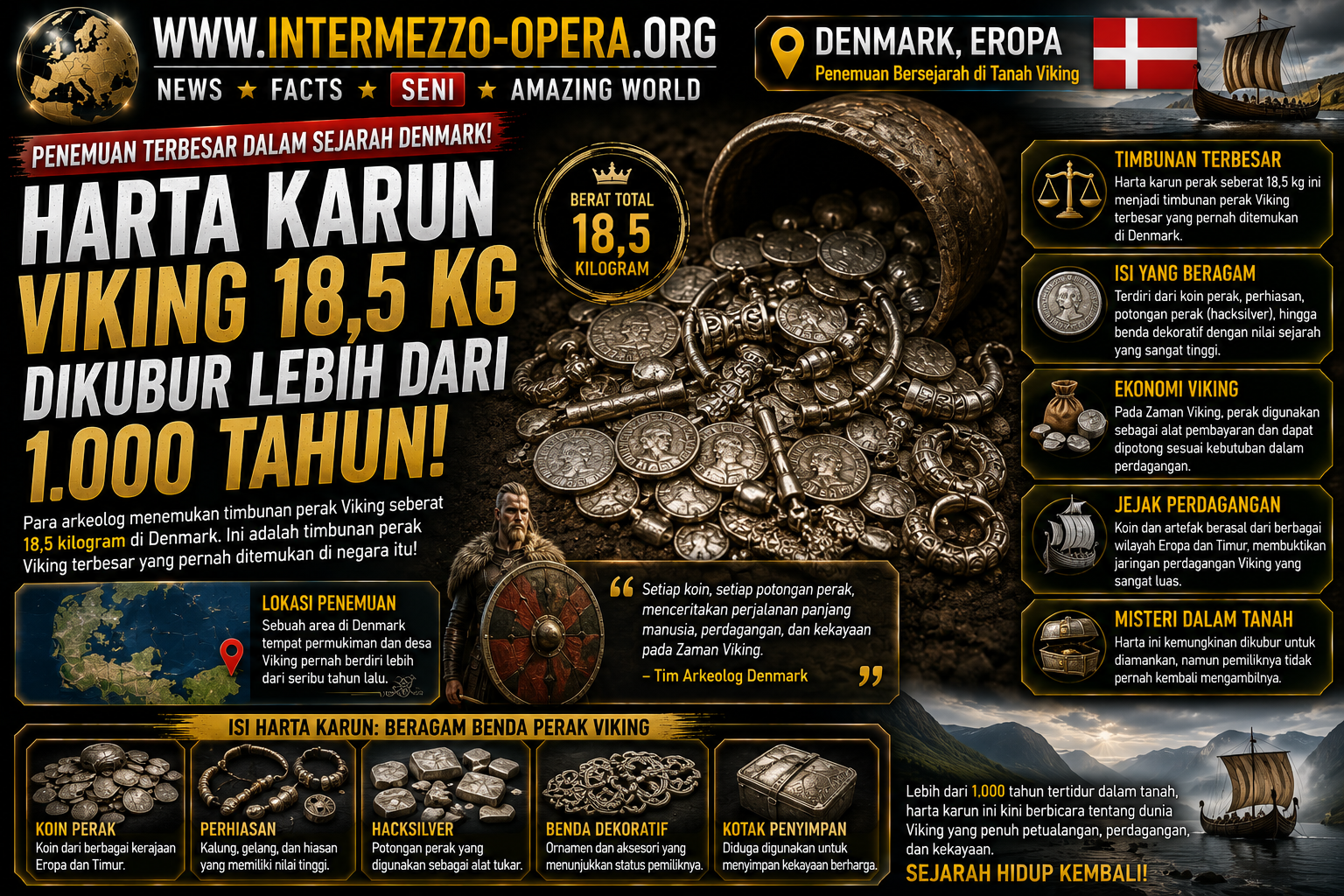 Harta Karun Viking di Denmark 18,5 Kg Ditemukan Setelah Terkubur Lebih dari 1.000 Tahun